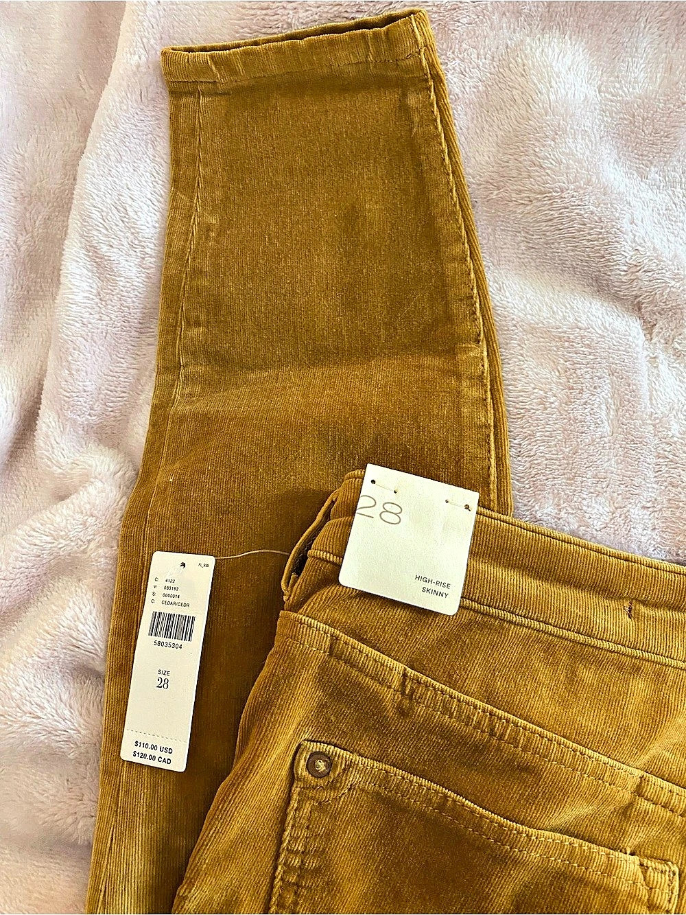 Anthropologie pilcro High Skinny Corduroy Straight Leg Pants Brown Waist 28 NWT - Picture 4 of 5